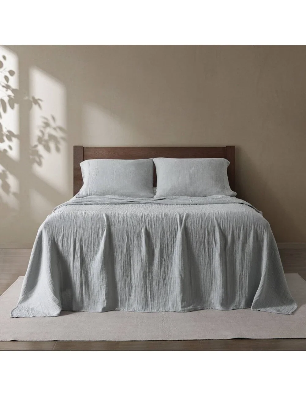 New!Calm Stone Gray Cotton Gauze Muslin Bedding King Set Soft Quilted Layers Y2